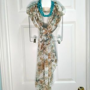 Gianni Bernini floral ivory scarf NWT